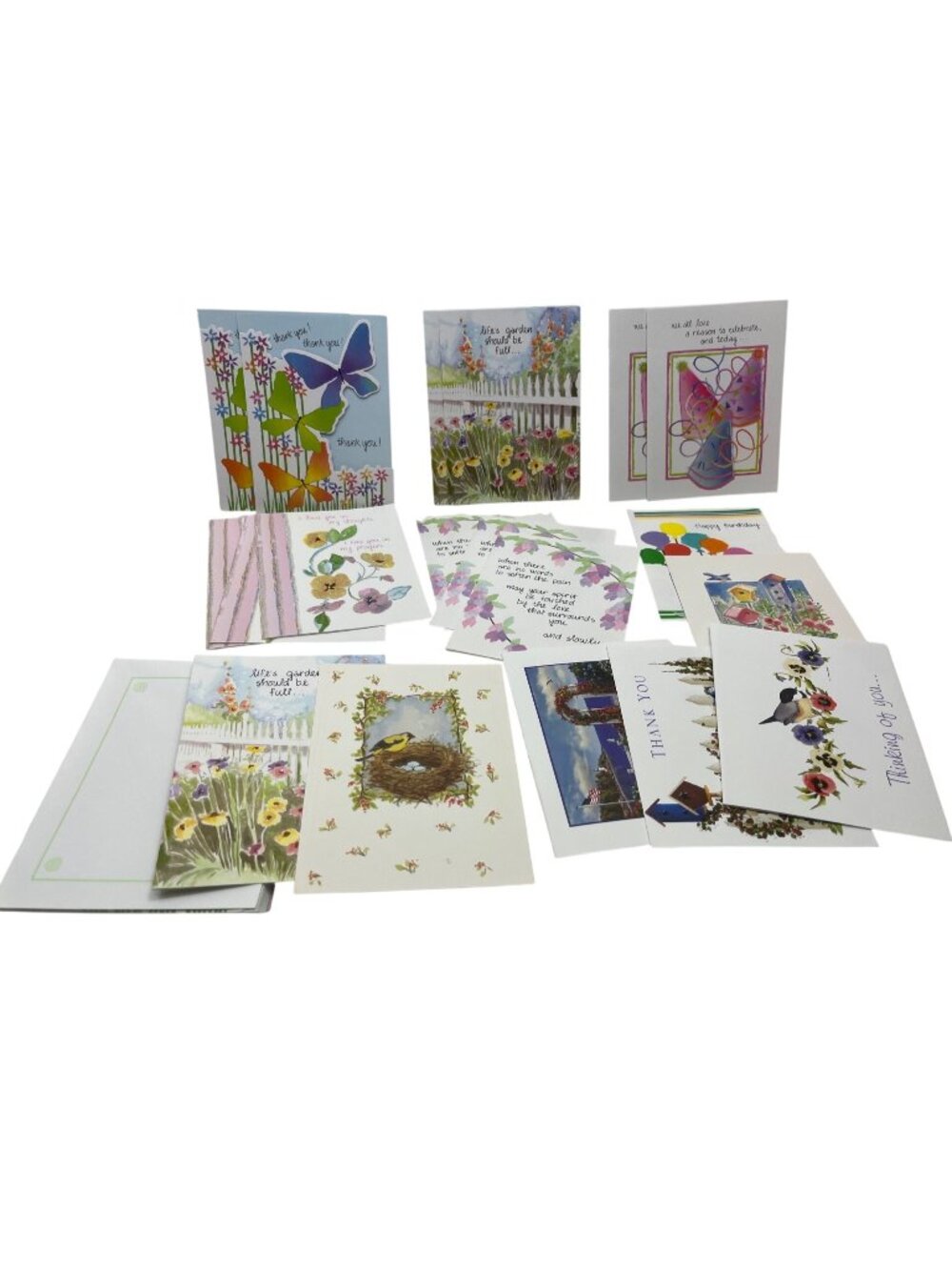Assorted 19 Greeting Cards With 11 Envelopes - Birthday Thank You & More Floral